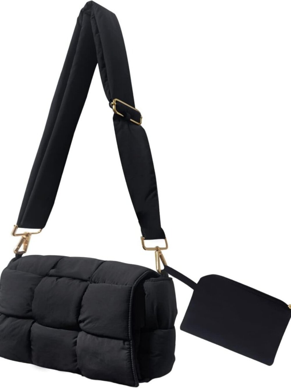 Lightweight Quilted Puffer Crossbody Bag for Women, Adjustable Strap Hobo Purse